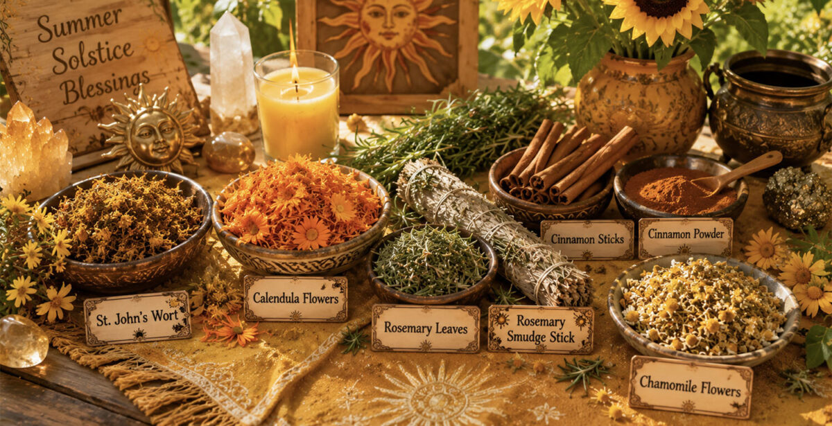Summer solstice ritual and spell herbs