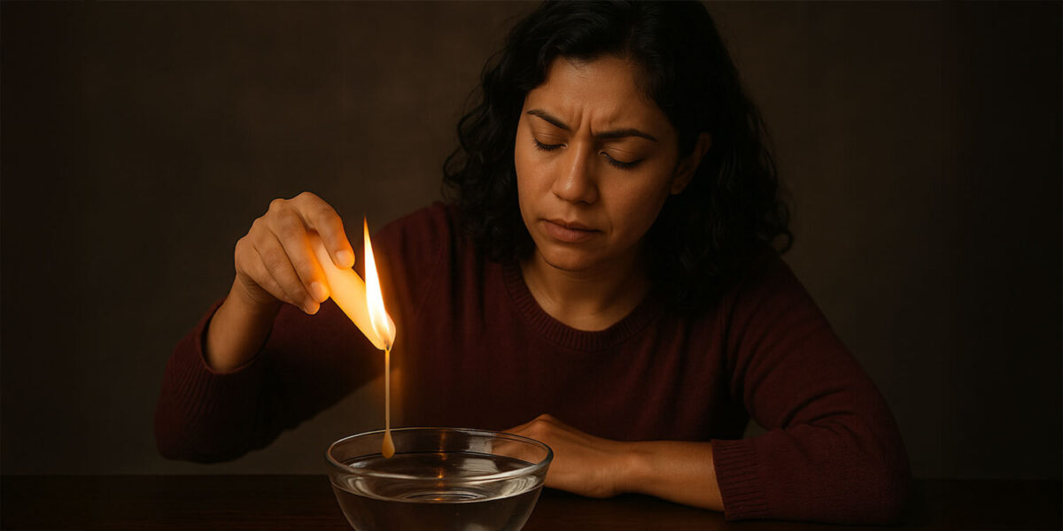 Candle wax divination ritual