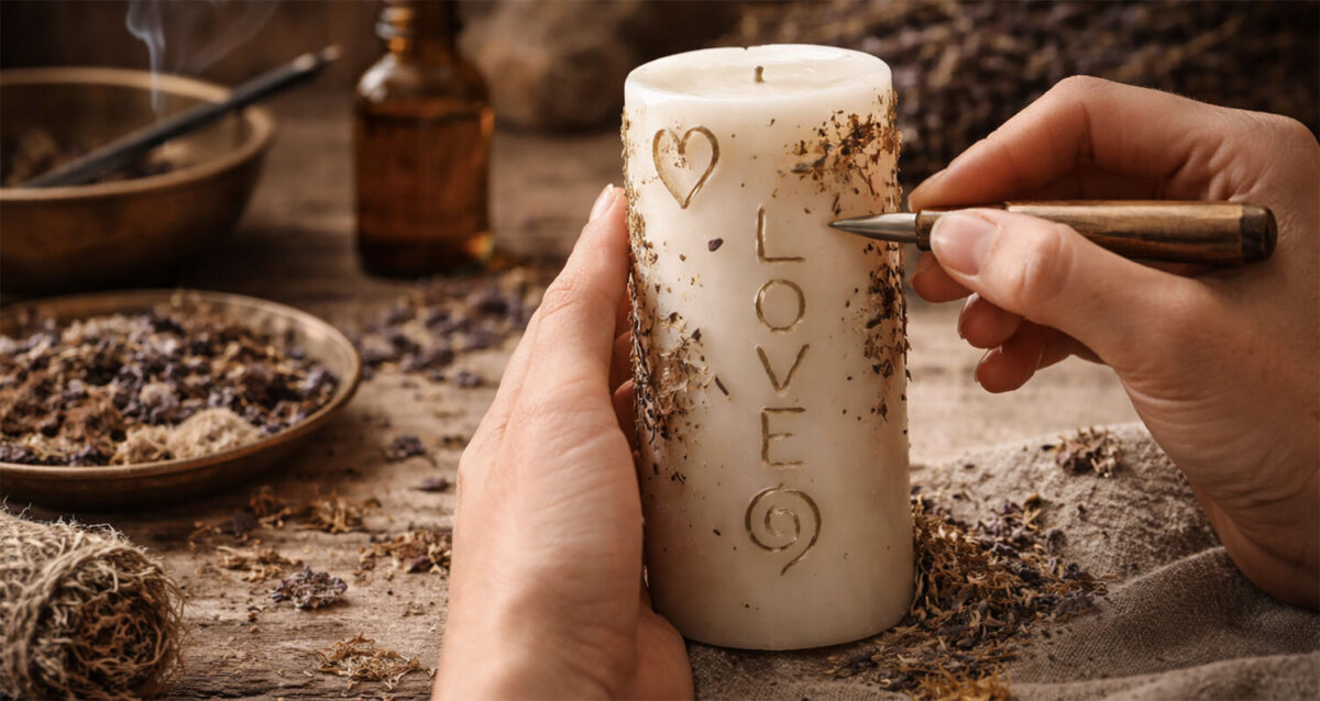 Carving spell candles