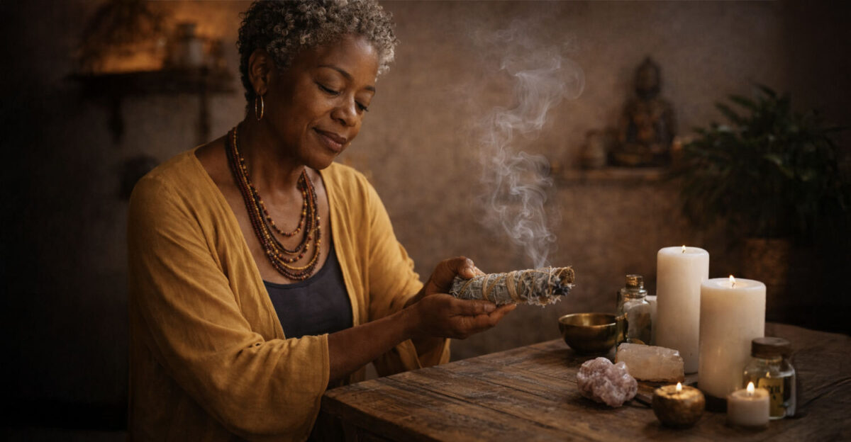 Cleansing altar before spellwork ritual