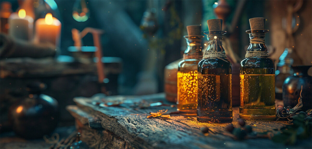 Conjure oils witches table