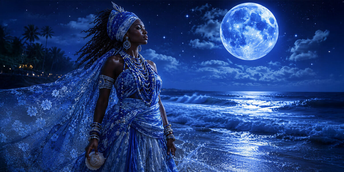 Full moon with orisha yemaya