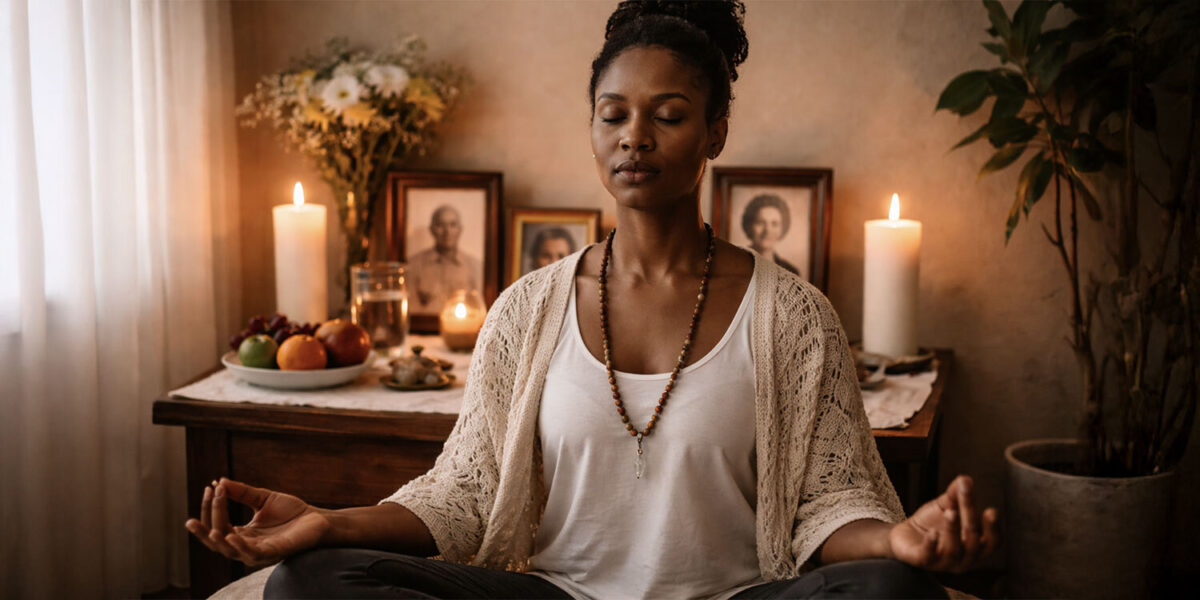 Meditating ancestor altar