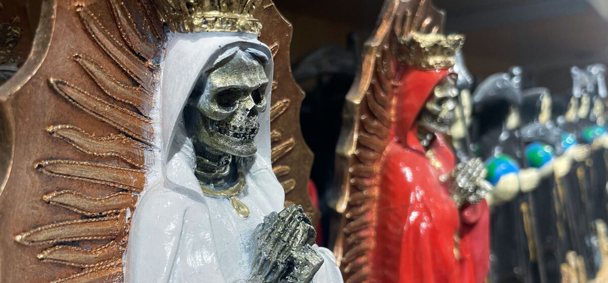 Santa muerte statue altar