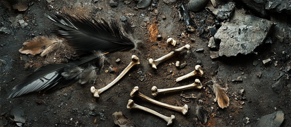 Signs of witchcraft bones feathers