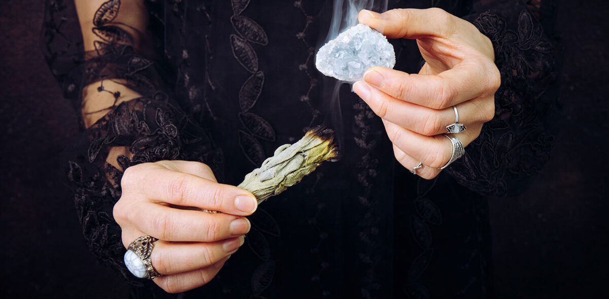 Smudging crystals purification cleansing