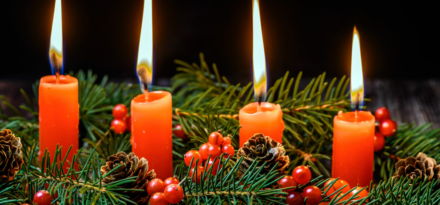Red christmas advent candles