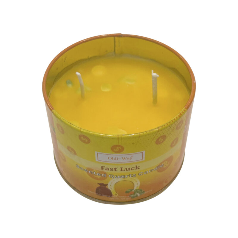 Fast luck suerte rapida scented quartz candle top