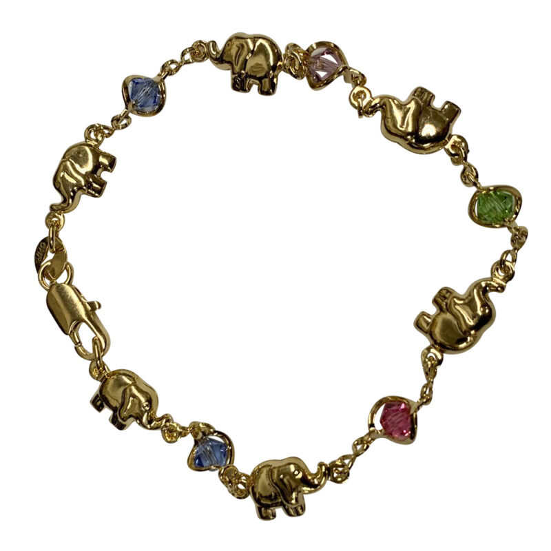 Lucky elephant gemstones gold bracelet 31355