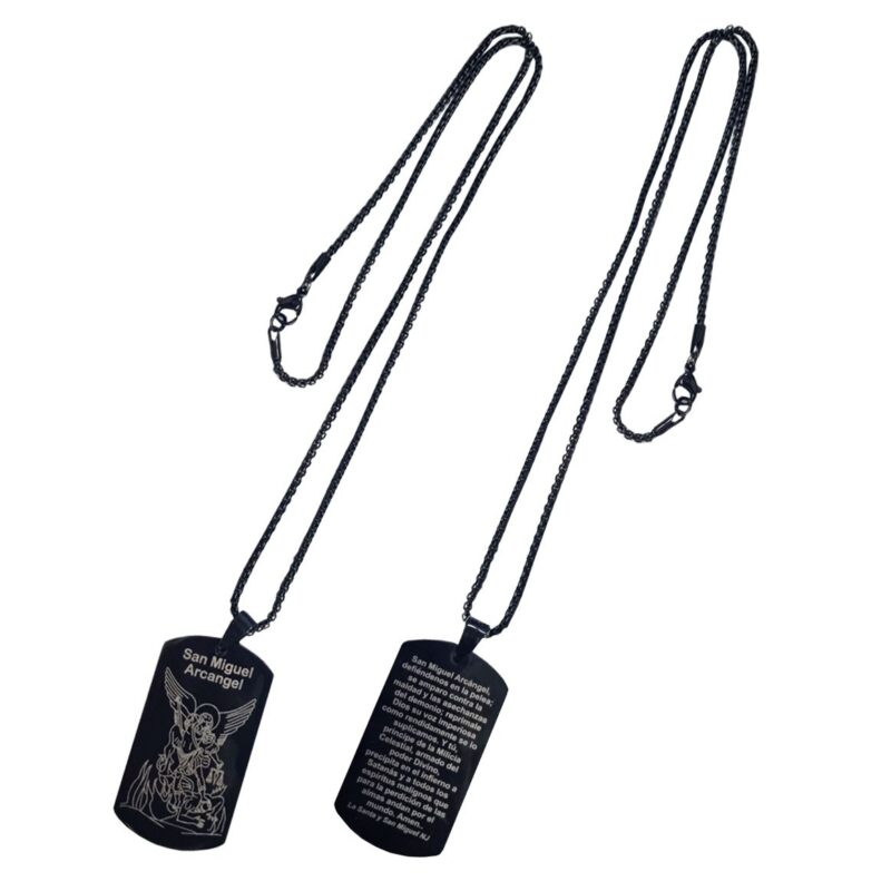 Michael medal black stainless steel protection prayer