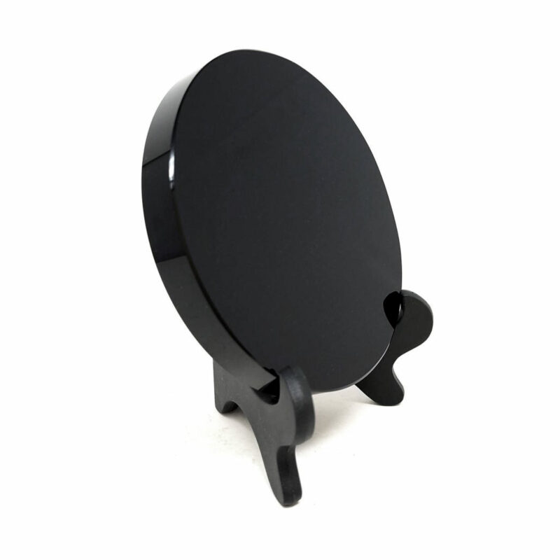 Obsidian scrying mirror 12cm stand