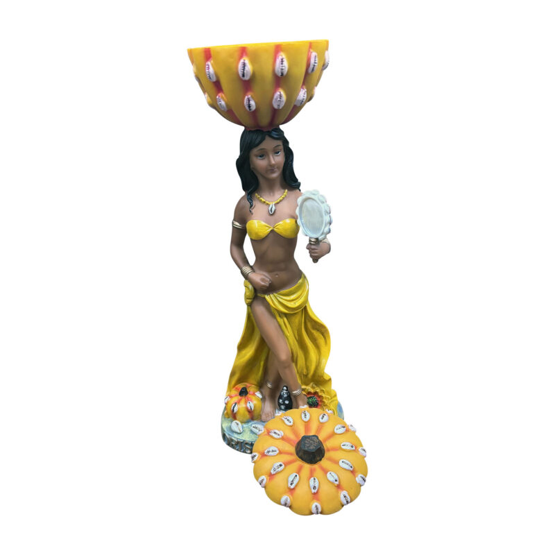 Oshun statue 12 inch lid open