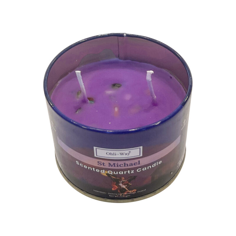 Saint michael san miguel scented quartz candle top
