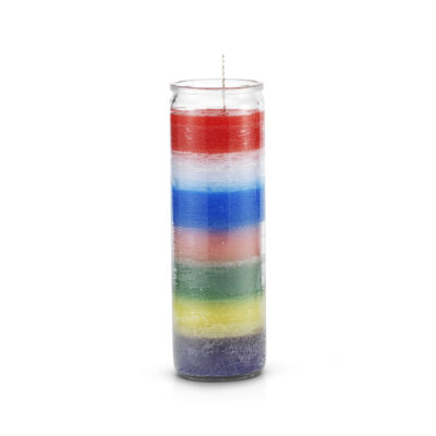 7 Day 7 Color Plain Candle — rainbow glass-enclosed spiritual candle for all-purpose ritual work