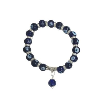 Glass bead evil eye bracelet velvet bag 01