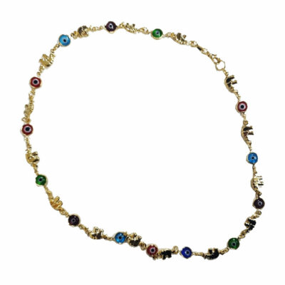 Lucky elephant gemstone necklace