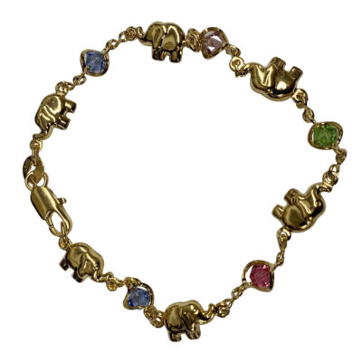 Lucky elephant gemstones gold bracelet 31355